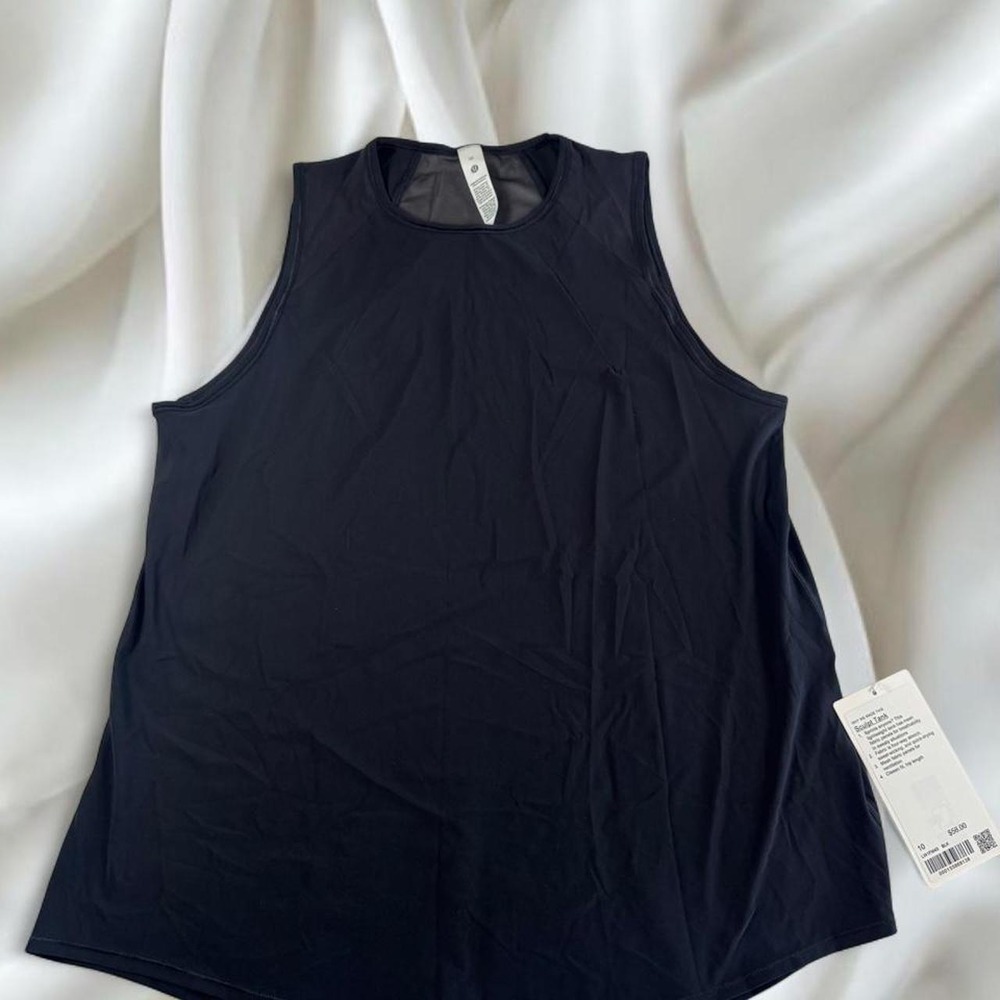 NWT Lululemon black mesh high neck sculpt tank athletic workout women's size 10